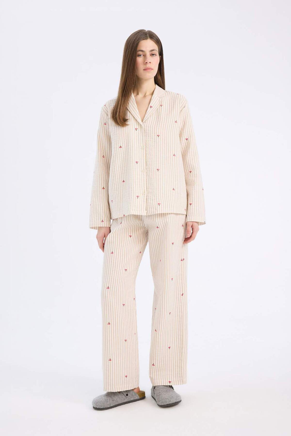 DeFacto-Long Length Muslin Pajamas Six-Fall in Love E5771Ax25Sp 3
