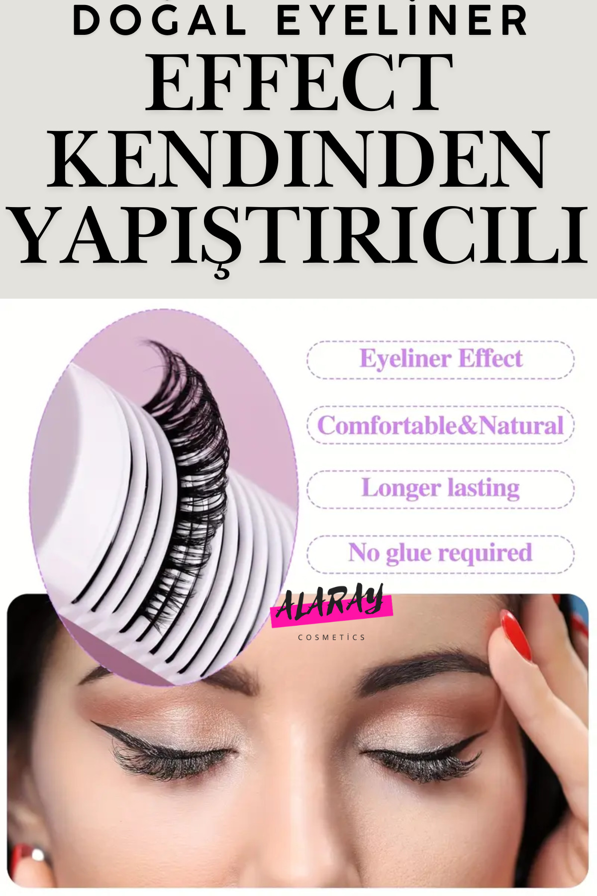 TAKMA KİRPİKLER KENDİNDEN YAPIŞKANLI SERİT YAPIŞTIRICI 18 ADET VE APARATI EYELİNER EFFECT — ŞERİTGLUE18 — تصویر 5 از 8