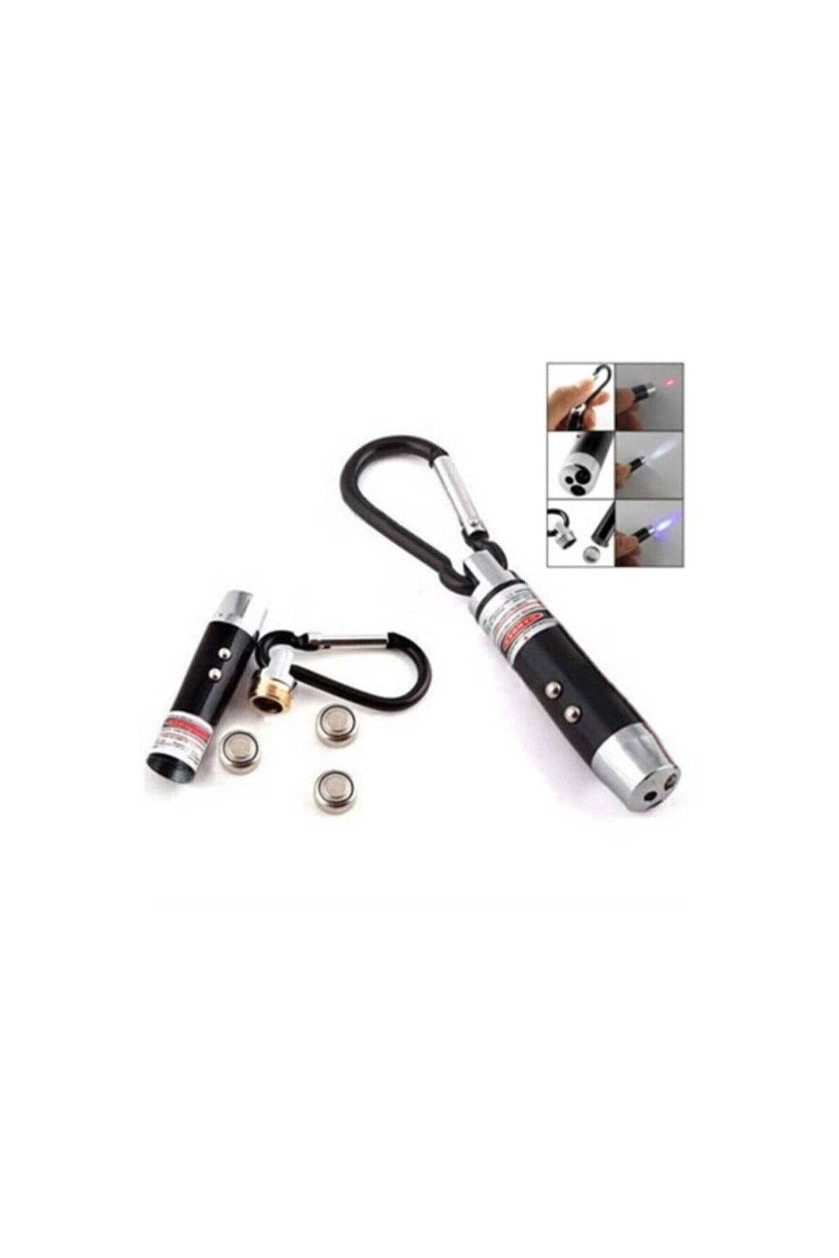 karadağsb El Feneri Anahtarlık Işıklı Anahtarlık 3 Fonksyonlu Lazer Led Fener