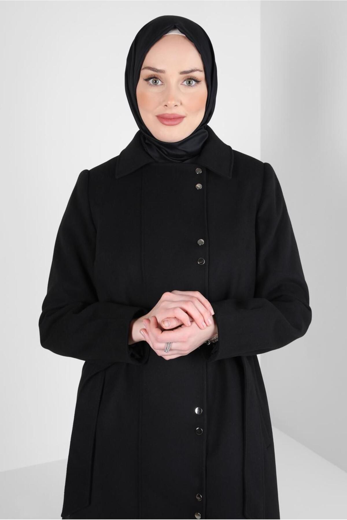 مانتو چسب دار کمربند 90449 Alvina
