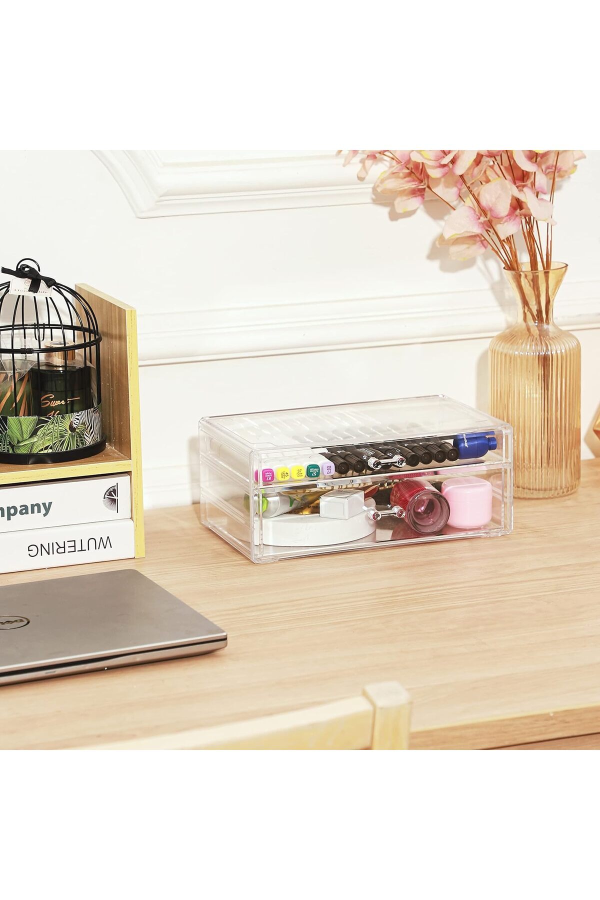 COOYA-6-piece stackable desktop storage box,drawer design,free combination,for many occasions,transparent 5