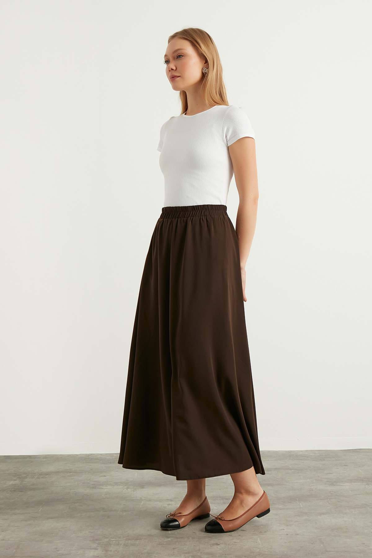 Birgül Bektaş  Acı Kahverengi Kloş Etek - Görsel 6