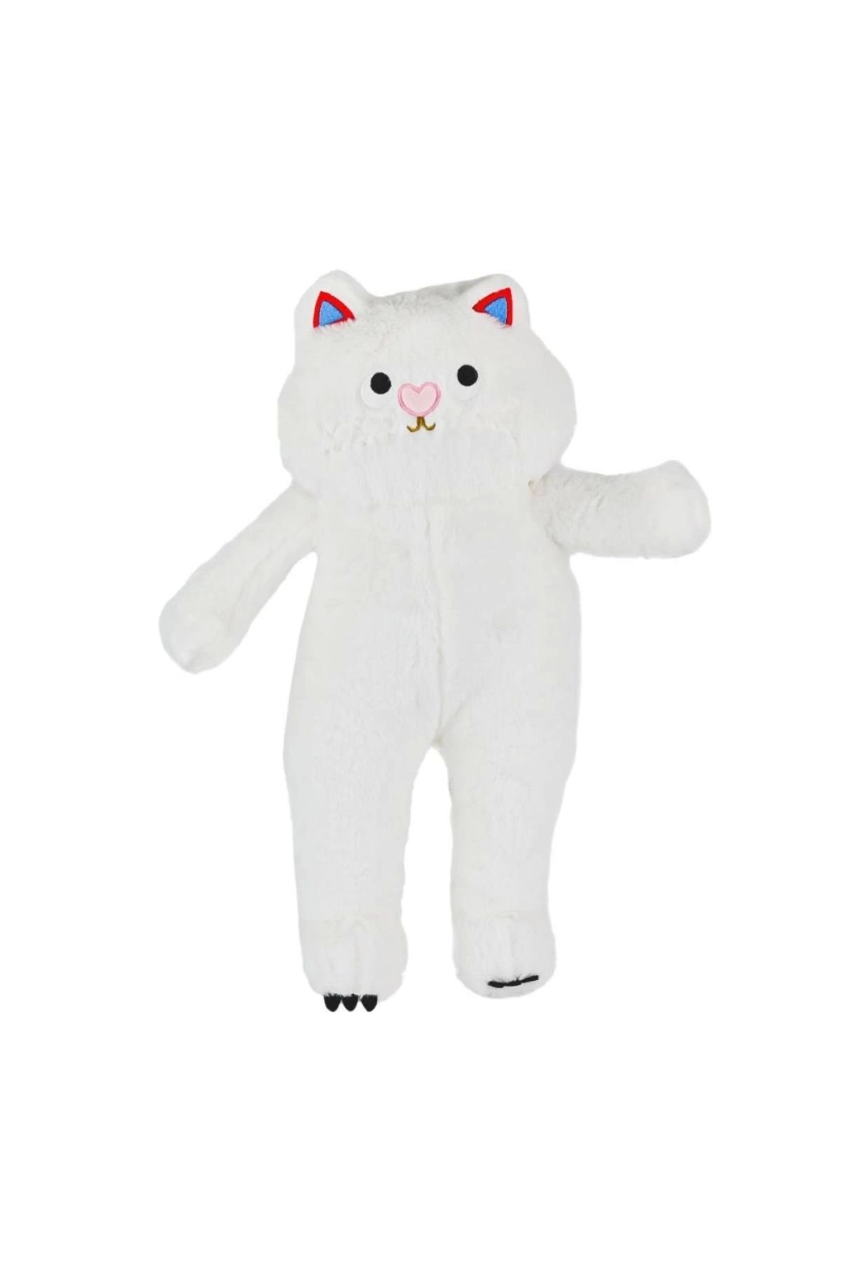 Finetoo Uzun peluş kedi 55 cm beyaz ile eğitici oyunlara sevimli bir arkadaşlık kat