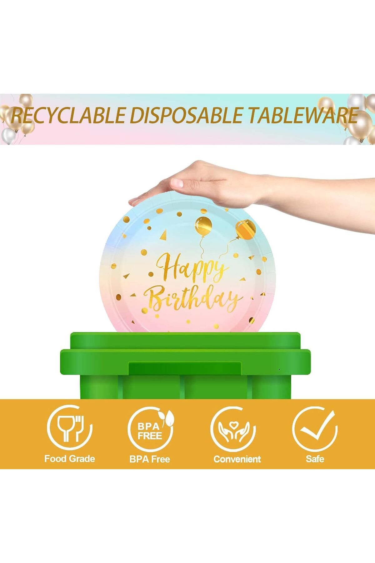 COOYA-80 PCS Party Supplies Set, Disposable Dinnerware with Gold Dots 5
