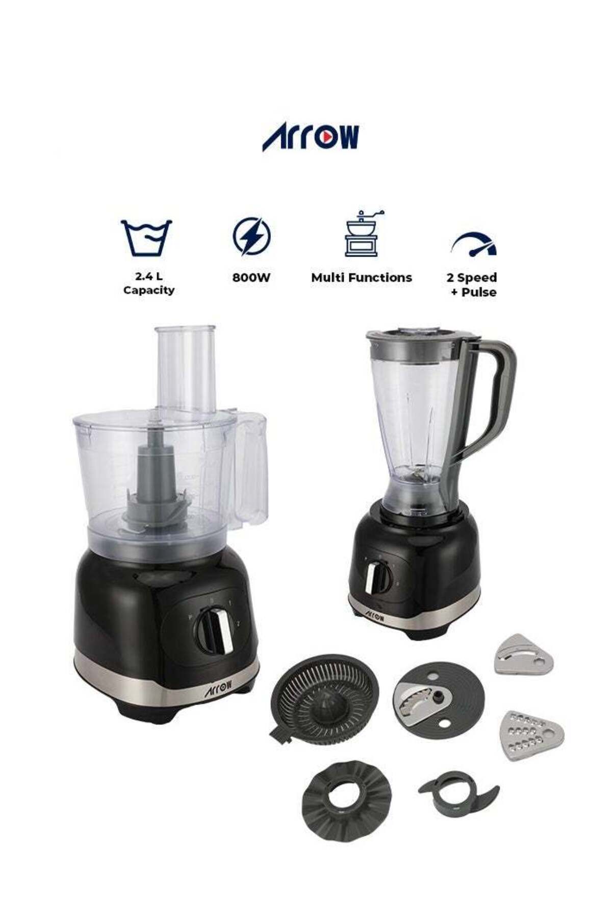 ARROW-8-in-1 Food Processor, 2.4L, 800W | Blender, Chopper, Shredder, Slicer, Dough Maker 1