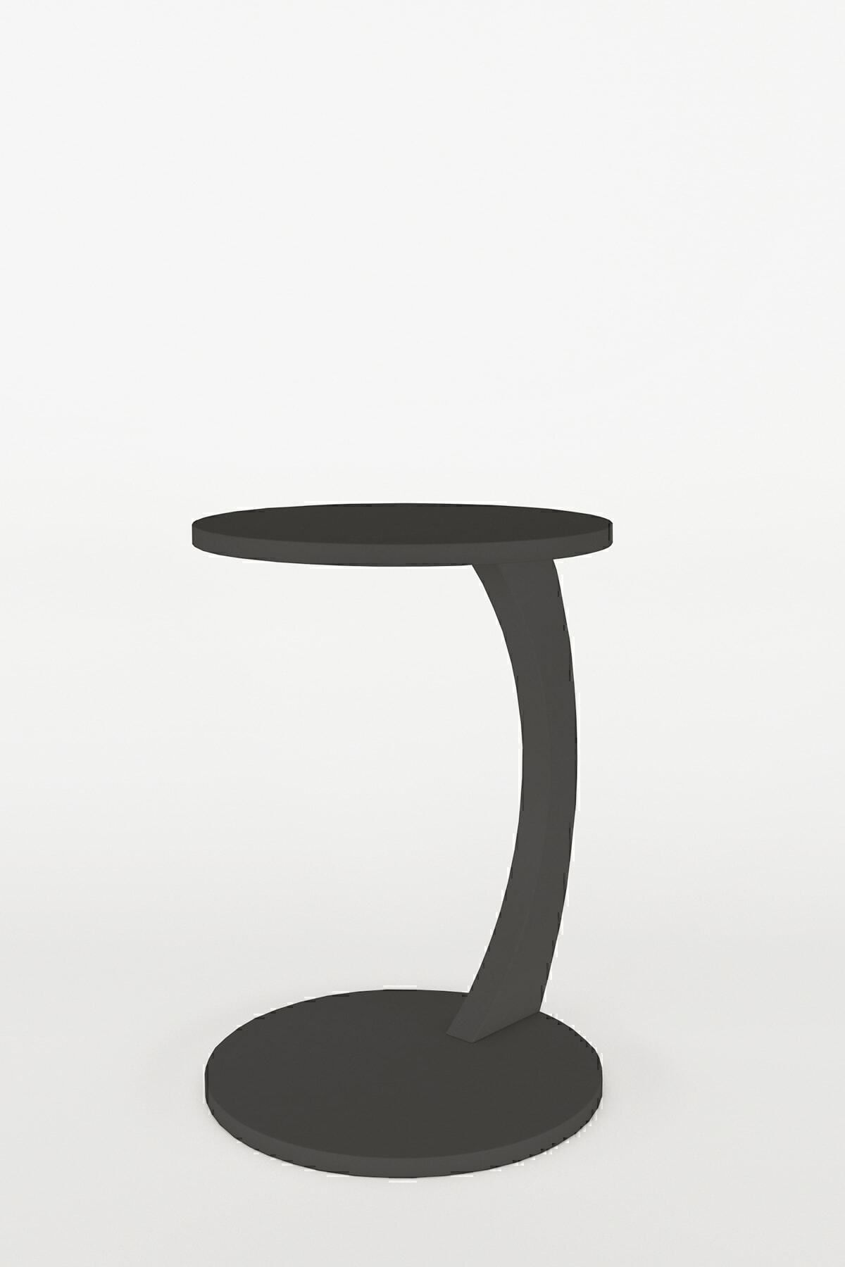 interGO-C-shaped Round End Table With Rolling Wheels - Gray 5