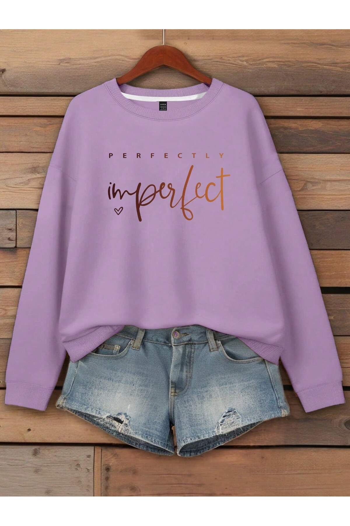 Kadın Uzun Kollu Mürettebat Yaka Logolu Harf Baskılı Sweatshirt - Spor Giyim, Uzun Kollu Üstler