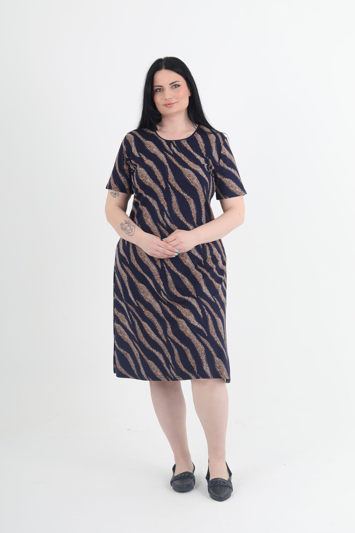 GNR-Plus Size Long Sleeve Print Dress 2