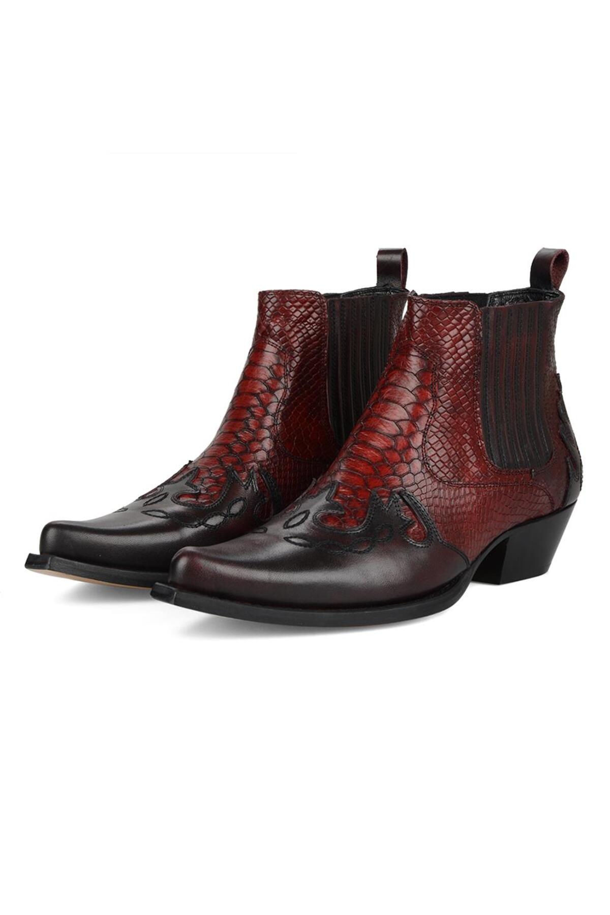FootCourt Erkek Bordo Kösele Western Kovboy Botu görsel 2