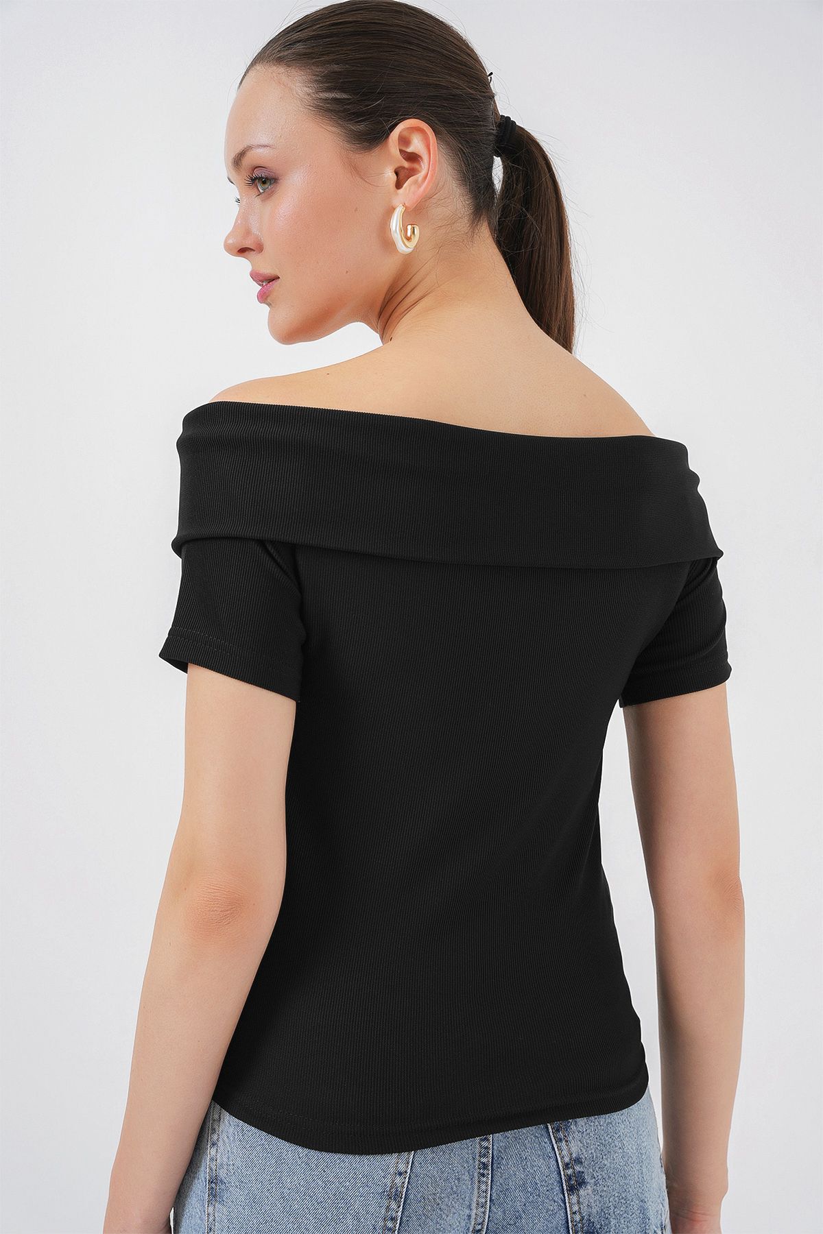 Bigdart-Gestrickte Bluse mit Schleifenbesatz 949 - Schwarz 6