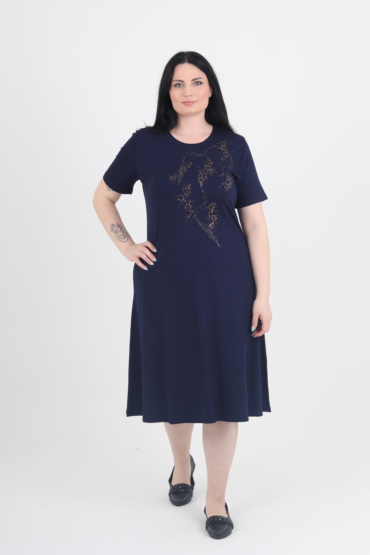 GNR-Plus Size Short Sleeve Print Dress 2