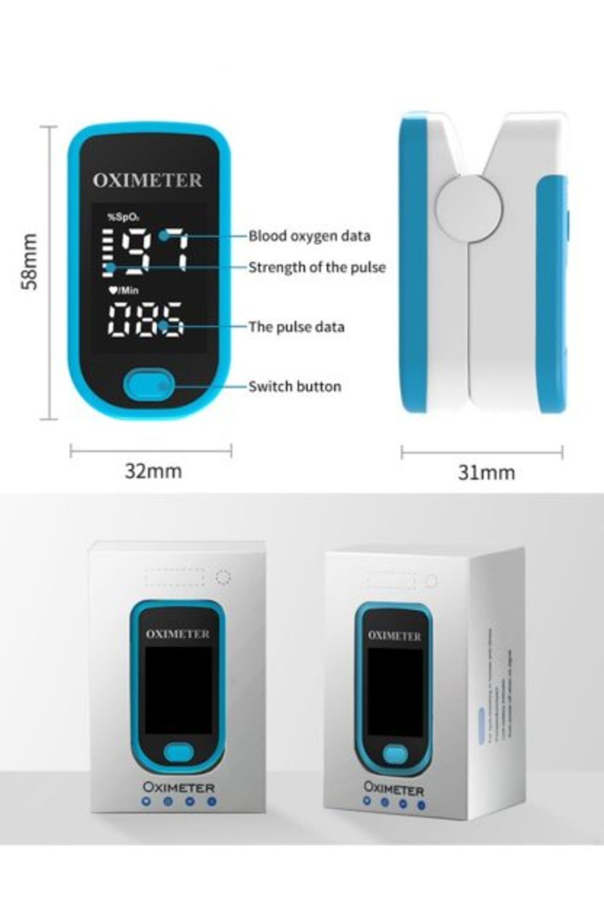 COOYA-Oximeter, One-Touch Detection of Blood Oxygen Index, LED High-Definition Screen Display 4