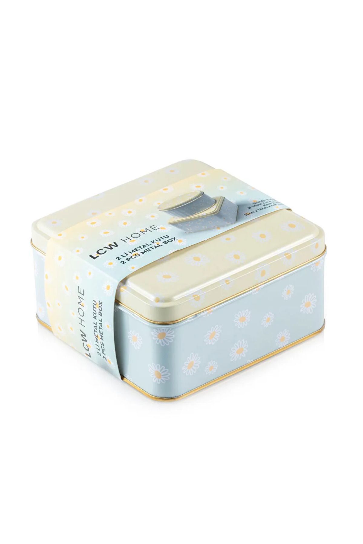 LC Waikiki-Lcw Home Mixed Flower Printed Metal Storage Container Set of 2 4