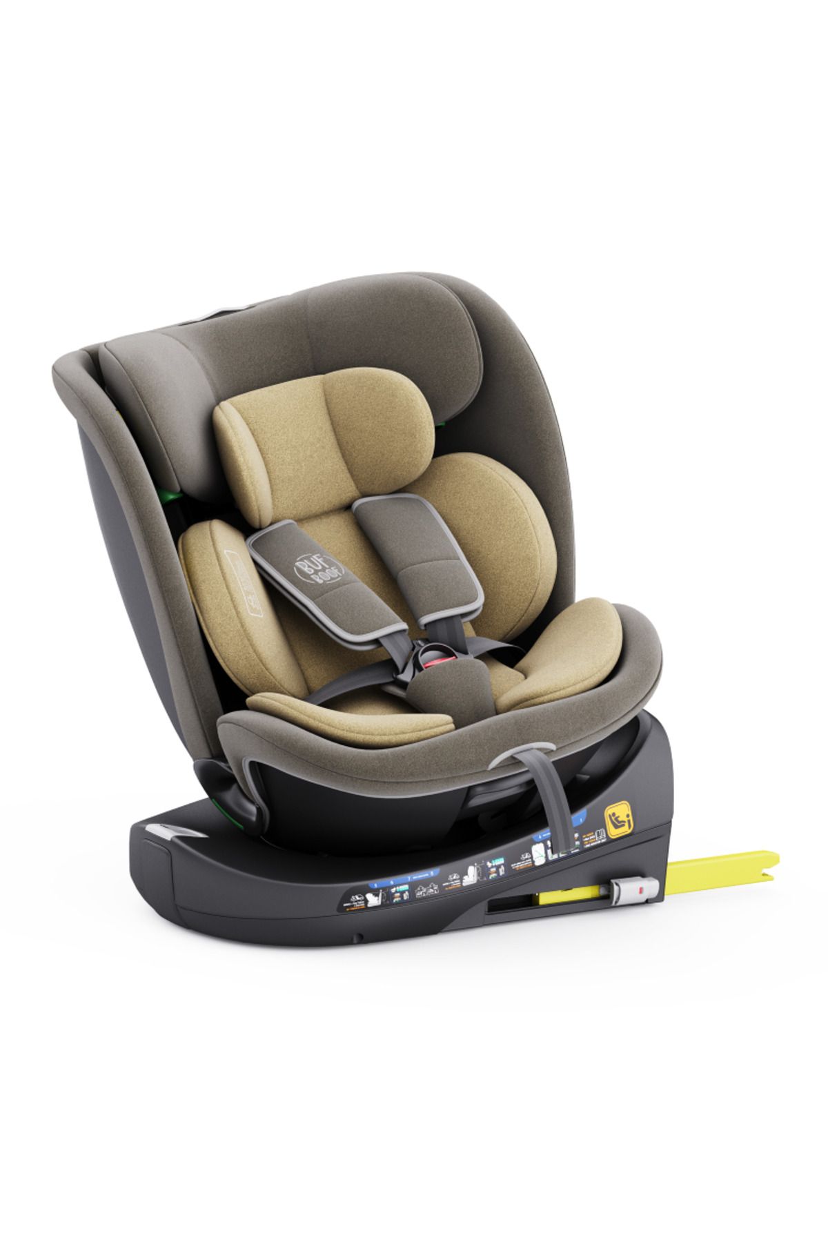 BUF BOOF-Scaun Auto B-Joy DELUXE BUF BOOF iSIZE LightBrown Isofix pozitie somn 155 grade rotativ 40-150 cm 5