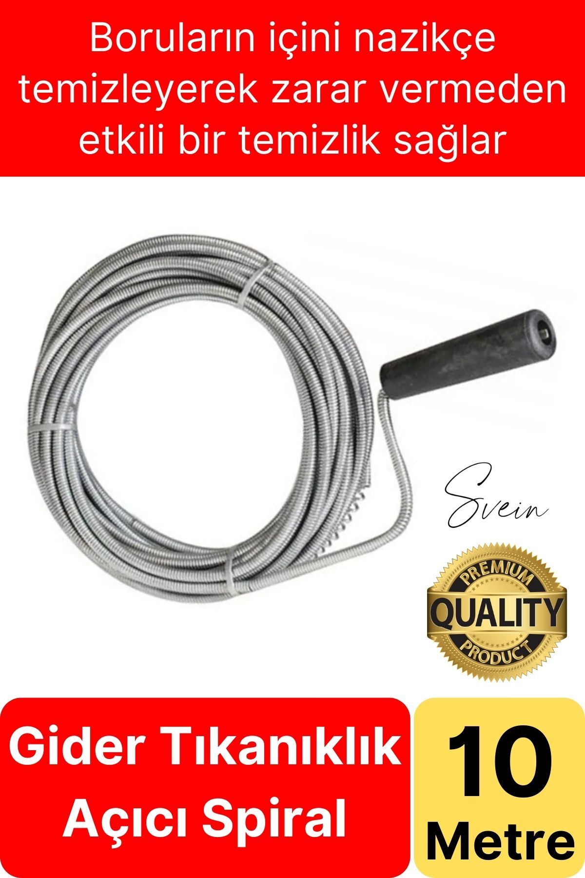 Svein Premium 10 Metre Tıkanıklık Kanal Açma Klozet Gider Açıcı