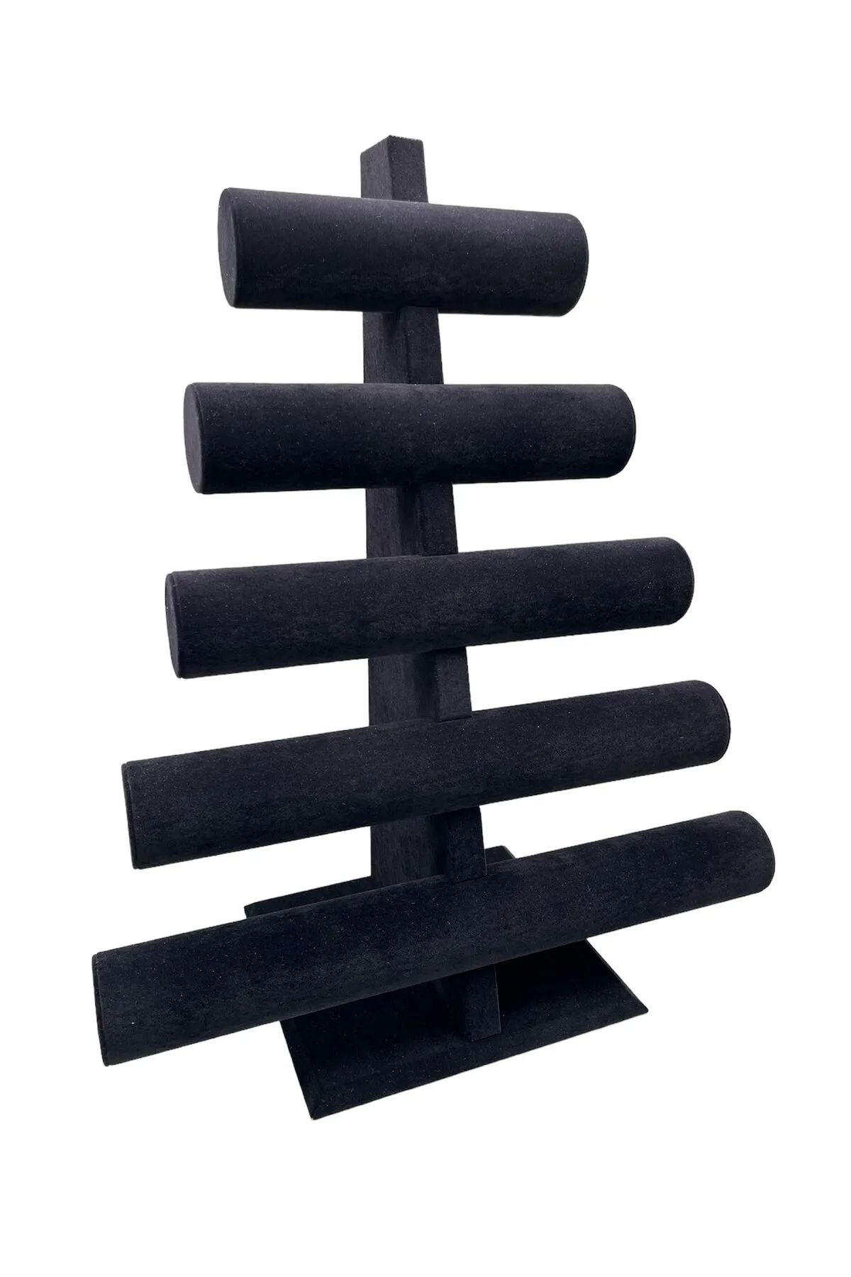 MeGass Dekor Süet Kumaş Siyah Renk Beş Kademeli 45/34 Cm Bileklik-saat Sergileme Standı
