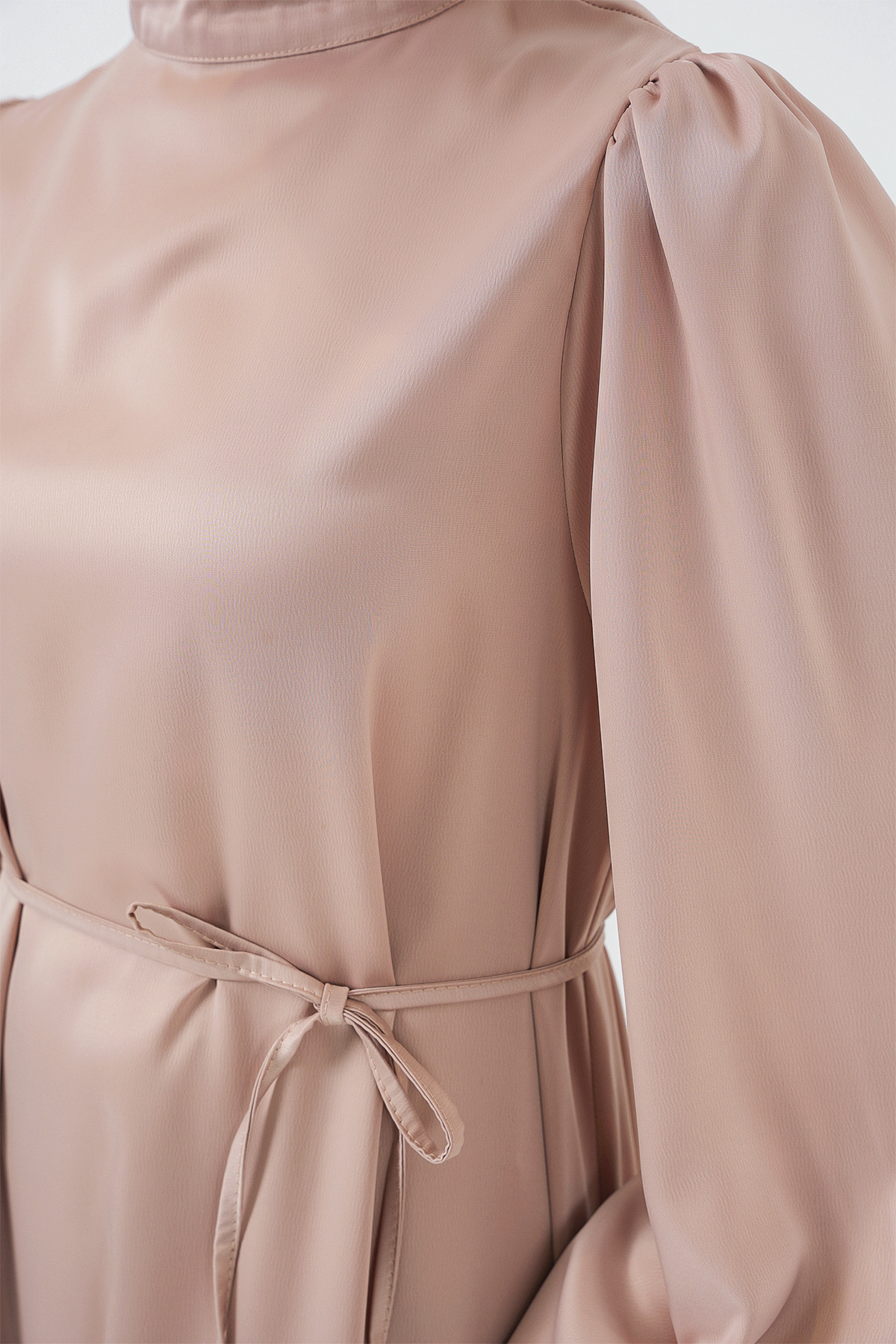 Bigdart-2510 Satin Hijab Evening Dress - Biscuit 5