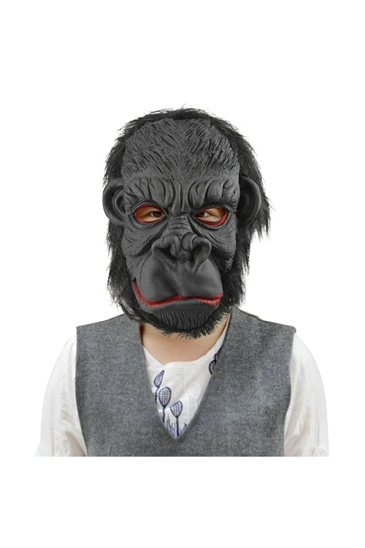 TYYLİ Lateks Goril Maskesi Maymun Maskesi Et Maskesi Orangutan Siyah Saçlı 3 No