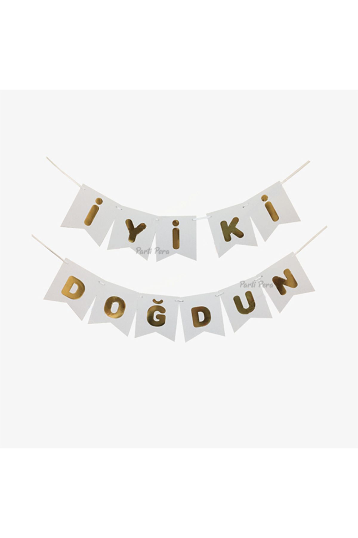 safedock İyiki Doğdun Yazı Beyaz Gold Varaklı Doğum Günü Yazısı