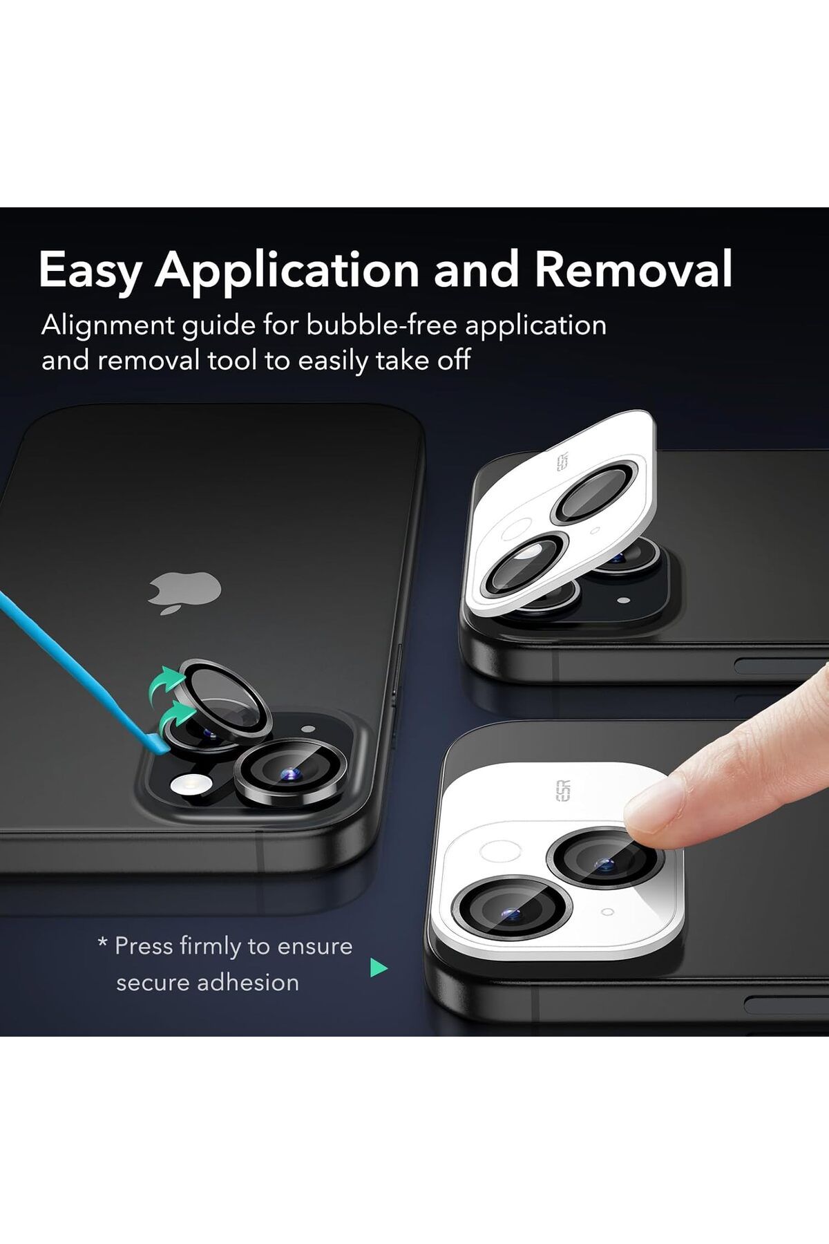 AWH-واقي عدسة الكاميرا لهاتف iPhone 15/15 Plus/14/14 Plus، مقاوم للخدش من Armorite (أسود) 5