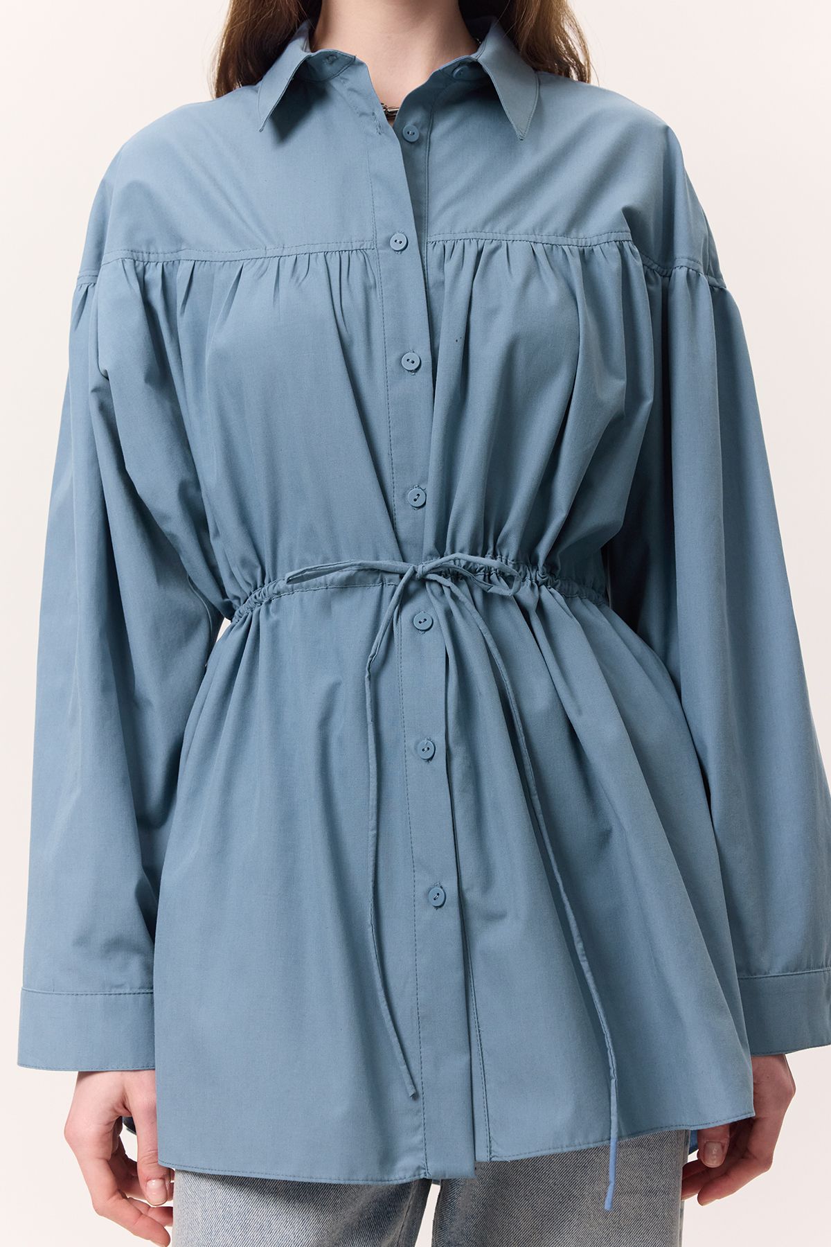 Manuka-Tunic with Indigo Details with Drawstring Lacing Detail 7