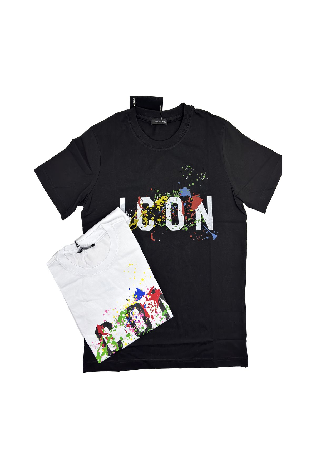 BEYAZTOPTAN TRIOC DE BAZĂ IMPRIMAT UNISEX, ALB, NEGRU, 2 PIESE