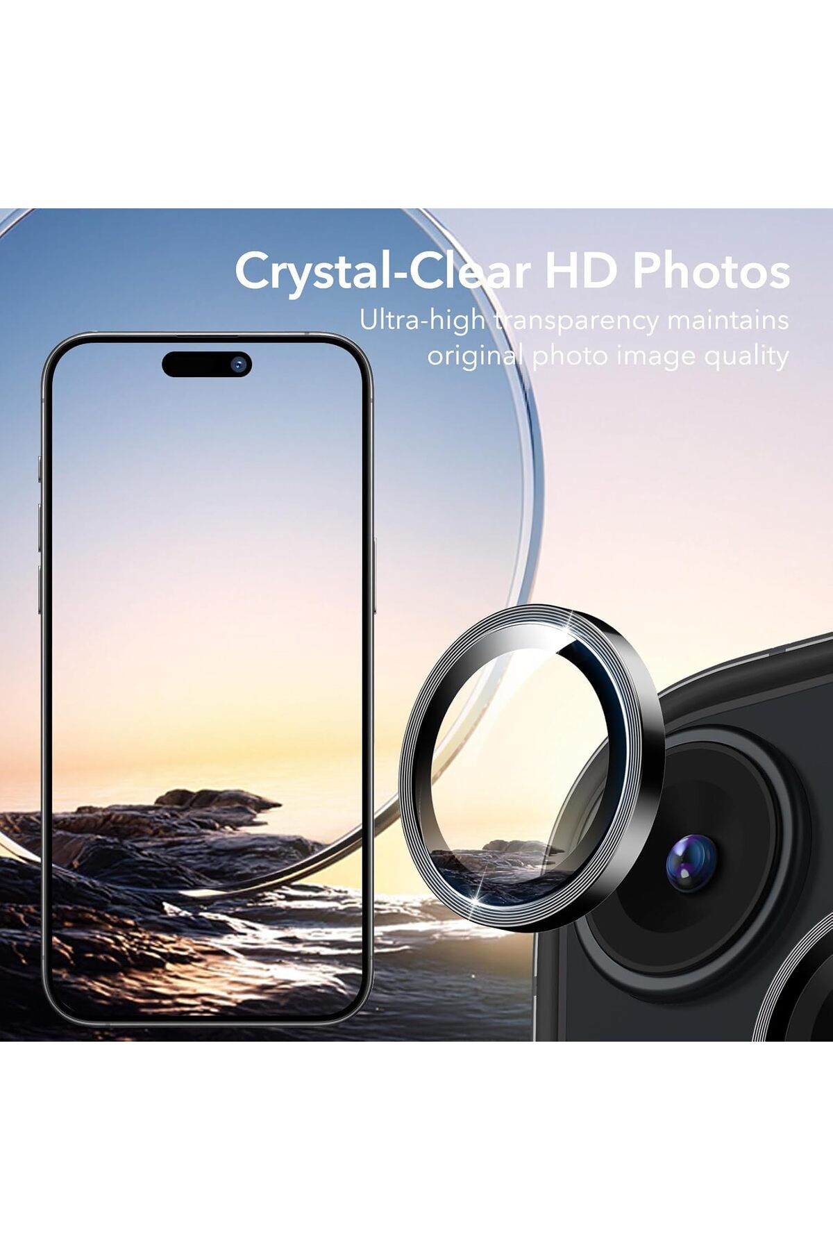 AWH-واقي عدسة الكاميرا لهاتف iPhone 15/15 Plus/14/14 Plus، مقاوم للخدش من Armorite (أسود) 8