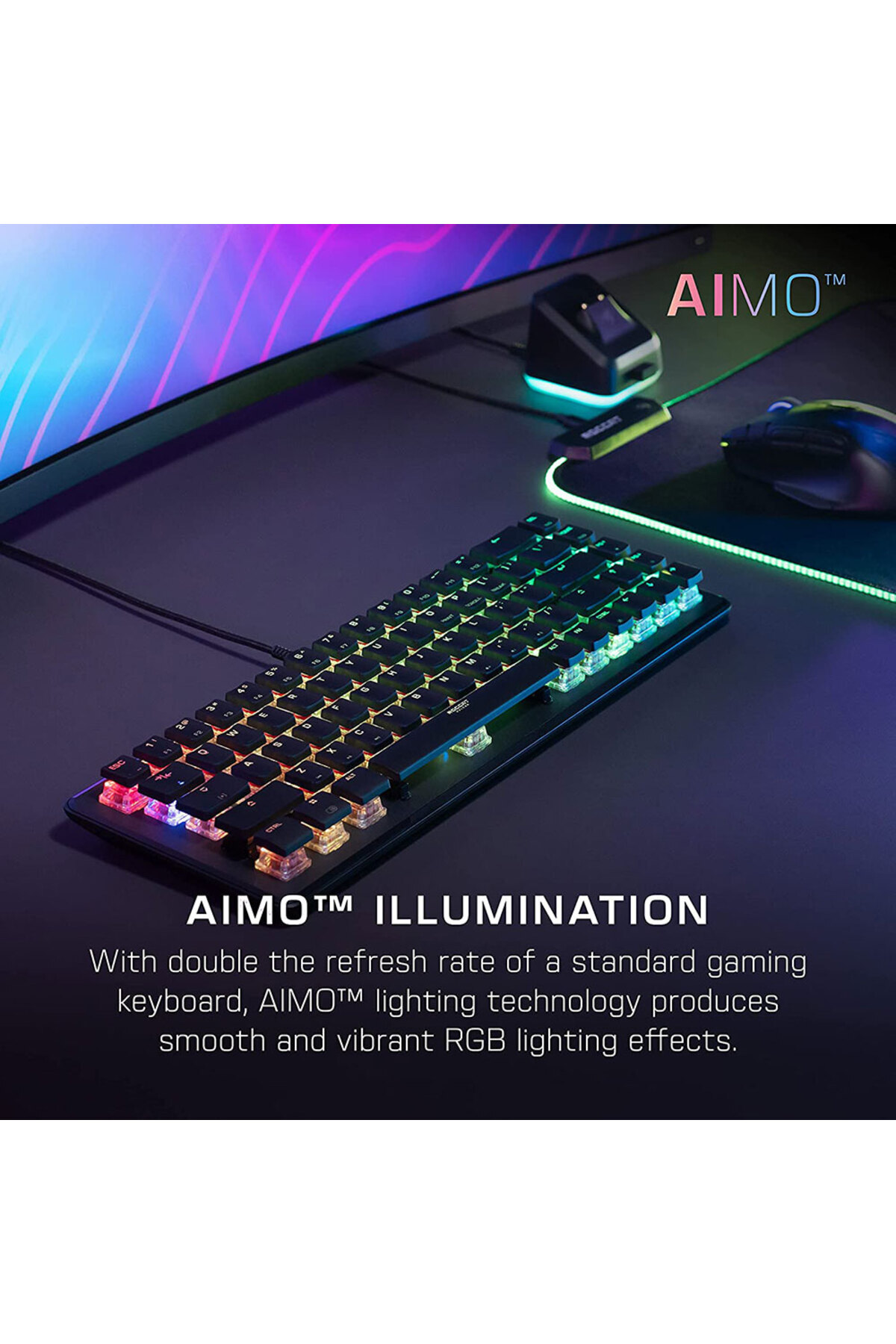 Roccat-لوحة مفاتيح ألعاب Roccat Vulcan II Mini US Layout ذات مفتاح خطي أحمر - أسود 4
