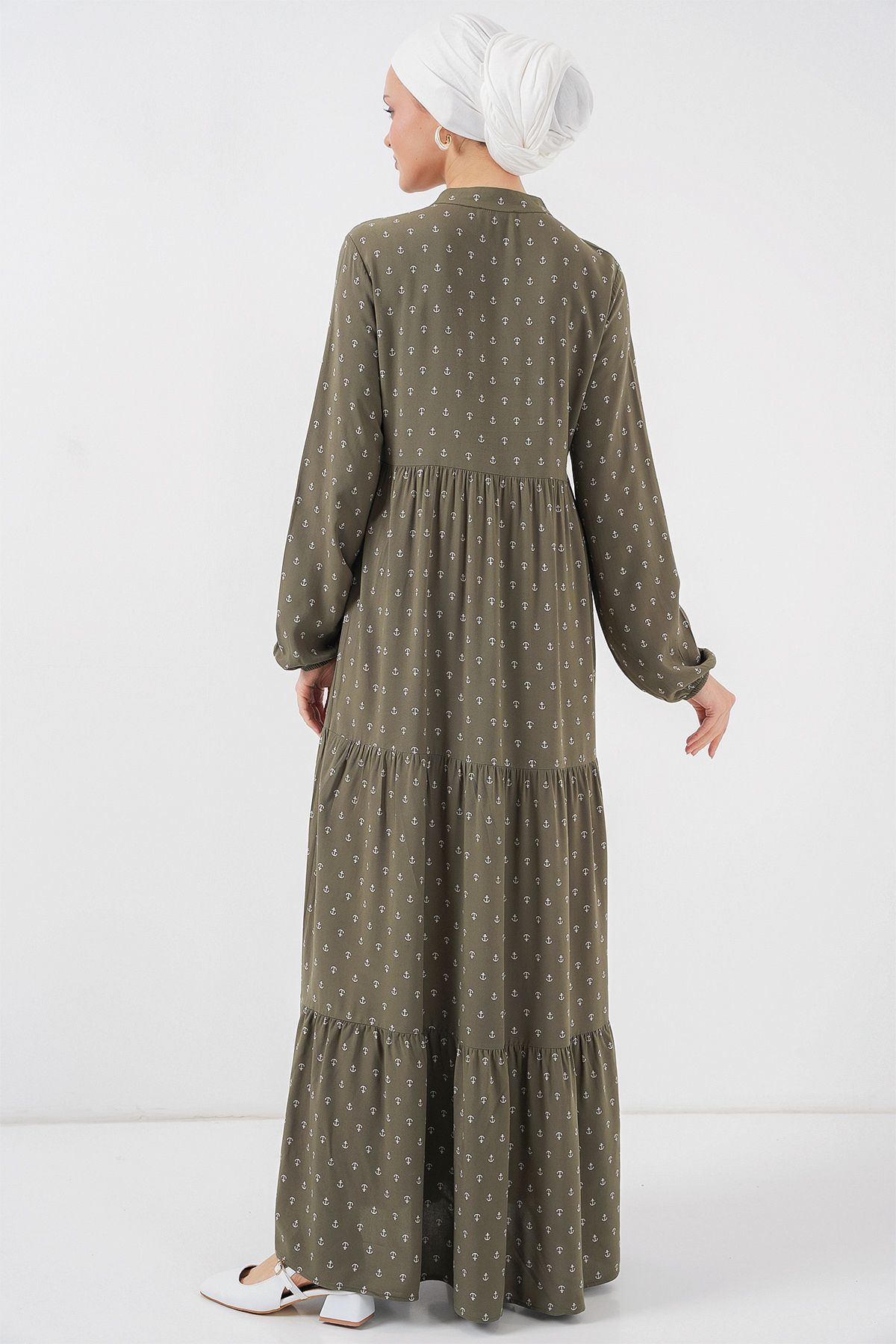 Bigdart-Φόρεμα Hijab με κορδόνια 1627 - Χακί 6
