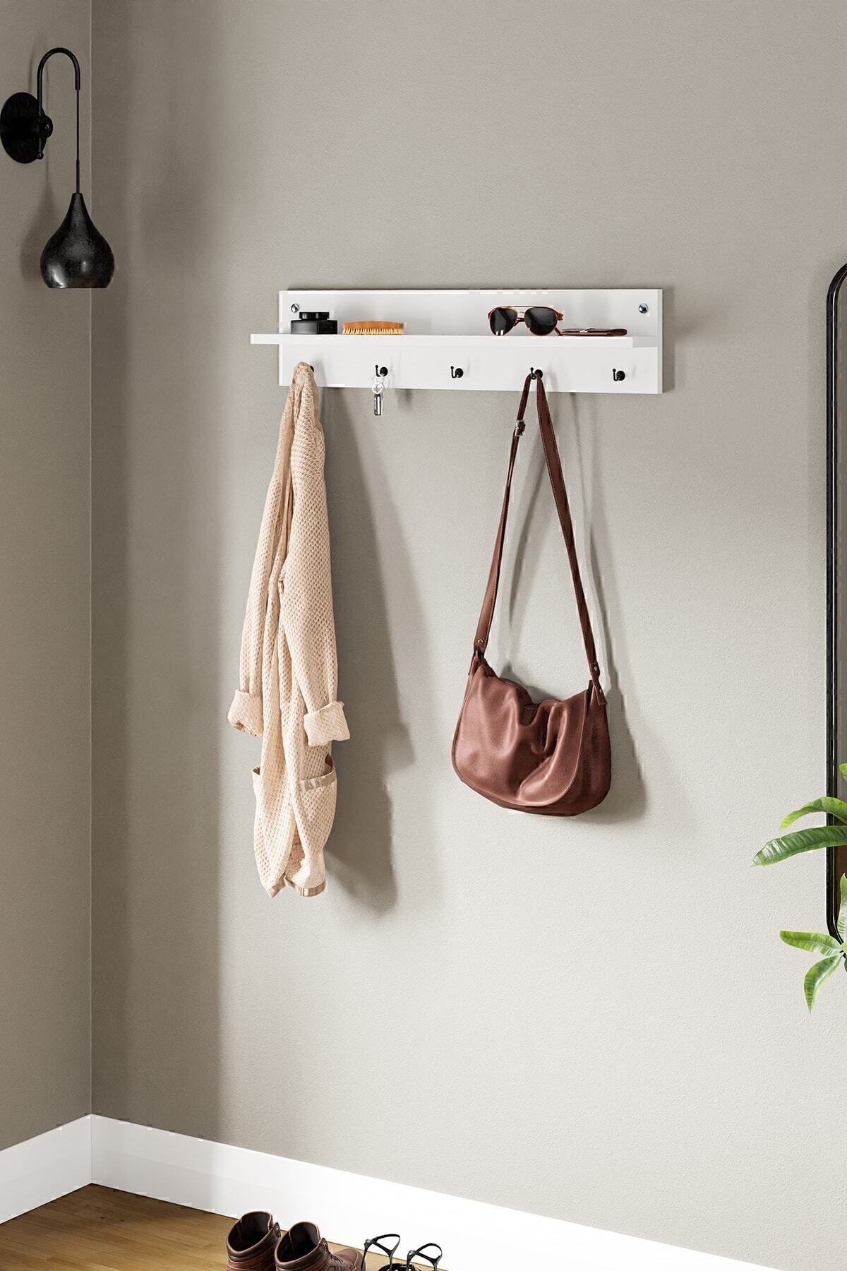 interGO-Modern Wall -Mounted Coat Rack with Shelf and Hooks - Entryway Organizer 2