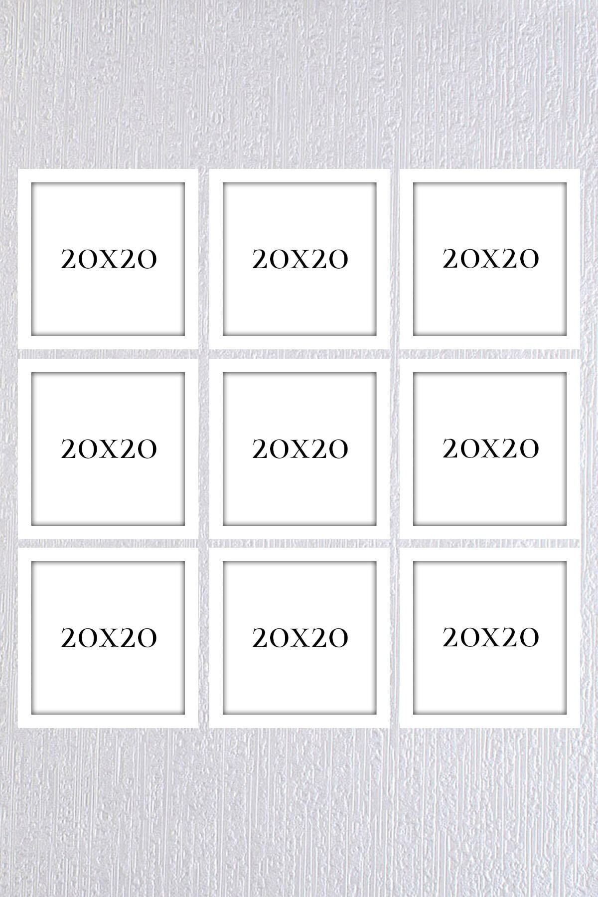 Elioure Beyaz 20x20 Çerçeve Seti, 9 adet, şık ve kullanışlı dekoratif çerçeve seti