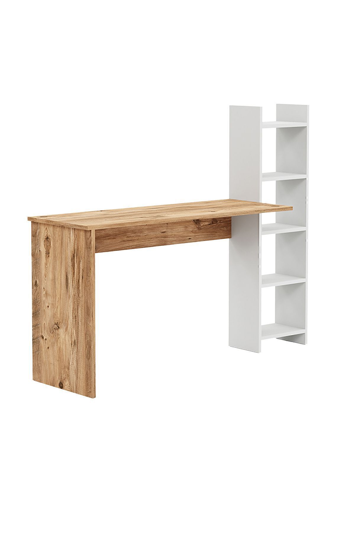 interGO-Working Desk With Bookcase - Atlantic Pine Pattern / White 5