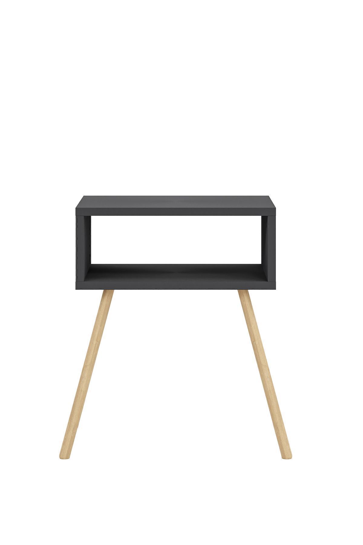 interGO-Nightstand With Wooden Legs, Simple - Gray 7
