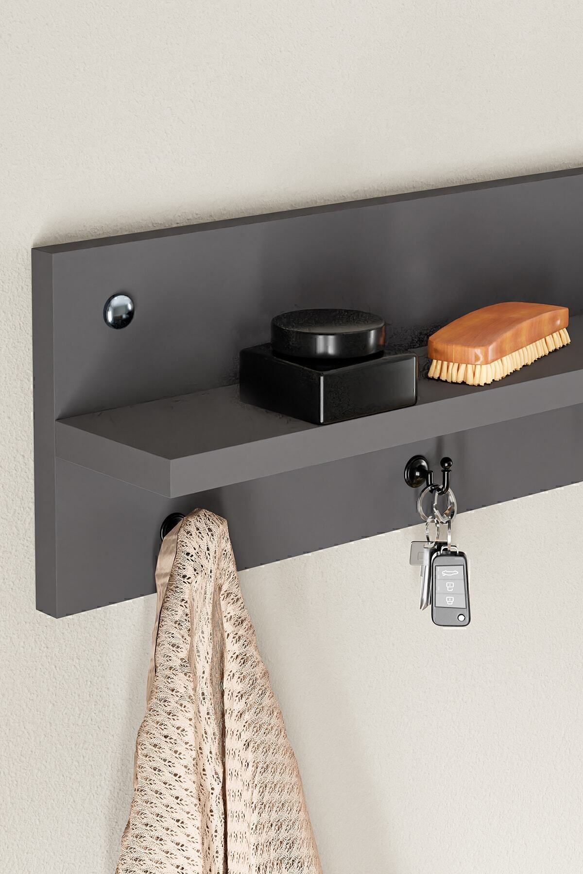 interGO-Modern Wall -Mounted Coat Rack with Shelf and Hooks - Entryway Organizer 4
