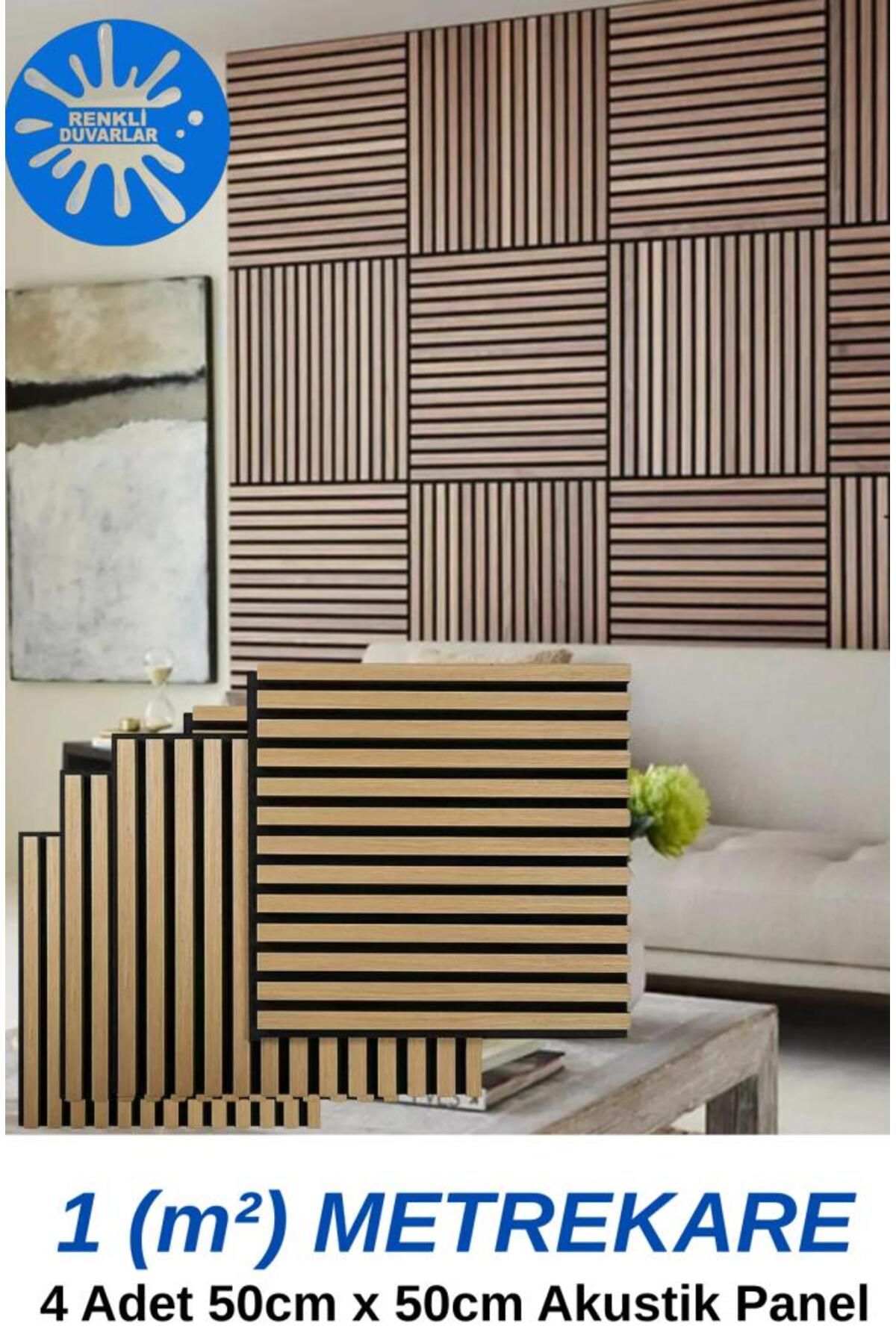 Renkli Duvarlar Panou De Perete Acustic Maro 1m² (50cmx50cm 4 Bucăți) 3mm Pâslă 8mm Mdflam Lambriuri - 50 x 50