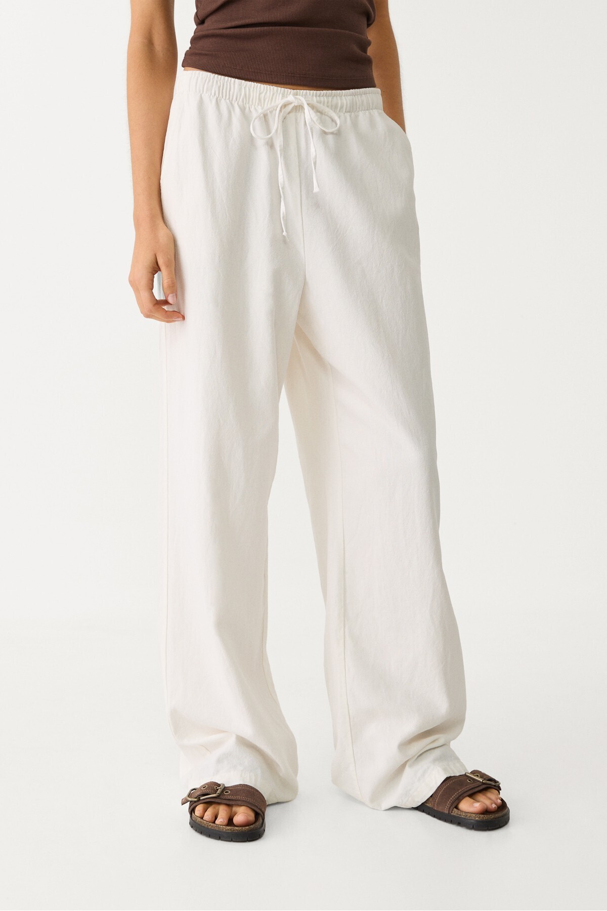 Stradivarius  Keten Karışımlı Bol Kesim Pantolon - Görsel 2