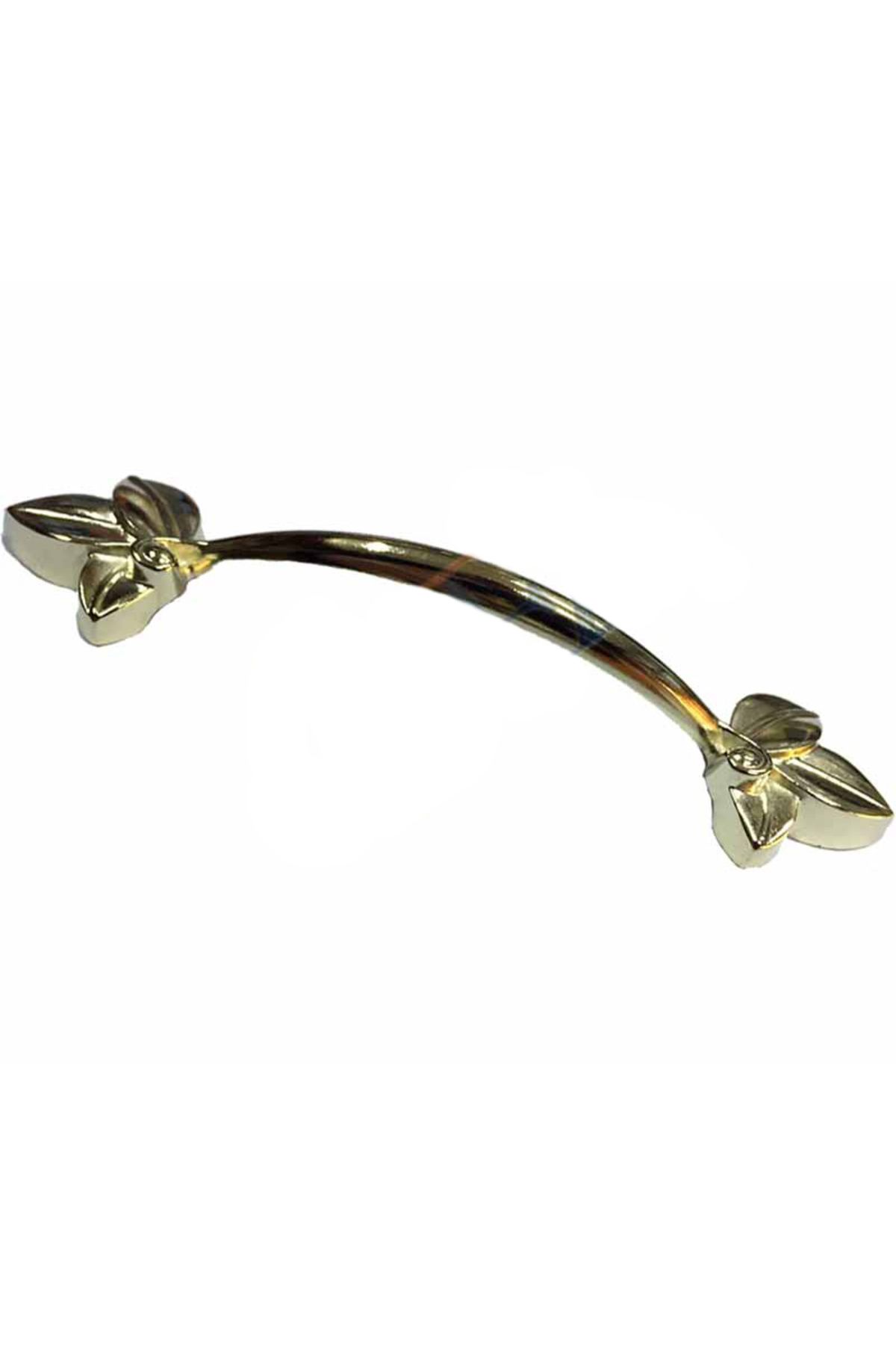 karadağsb Dekoratif Zamak Yaprak Kulp - 96Mm, Sarı, 1 Adet