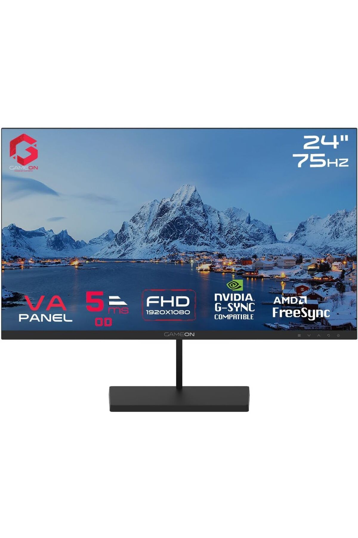 GAMEON-شاشة ألعاب GB24F75 مقاس 24 بوصة، دقة FHD VA، 75 هرتز، 5 مللي ثانية، HDMI 1.4، مكبرات صوت مدمجة، أسود 1