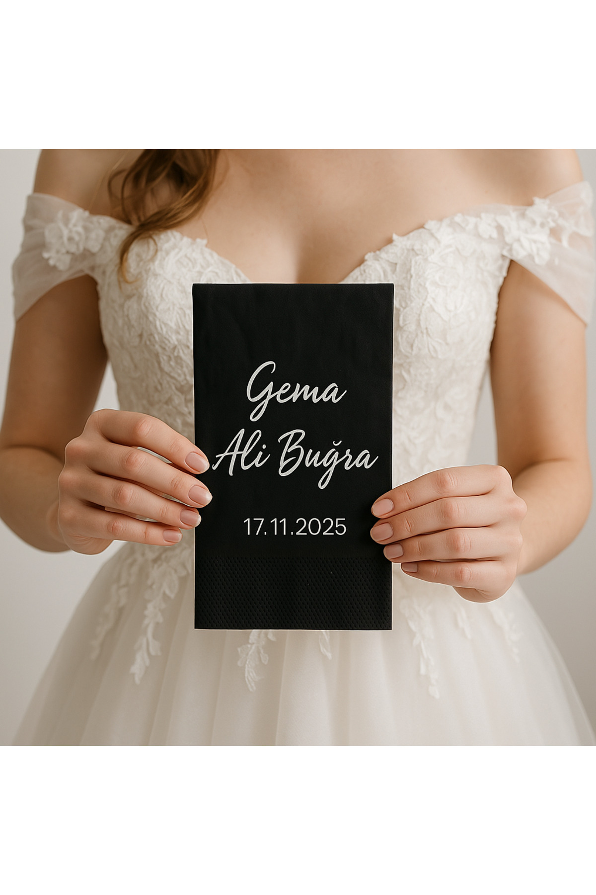 Karter İnovasyon-50 Personalizable Napkins, Promise Decoration, Engagement Ornament, Wedding Napkin 5