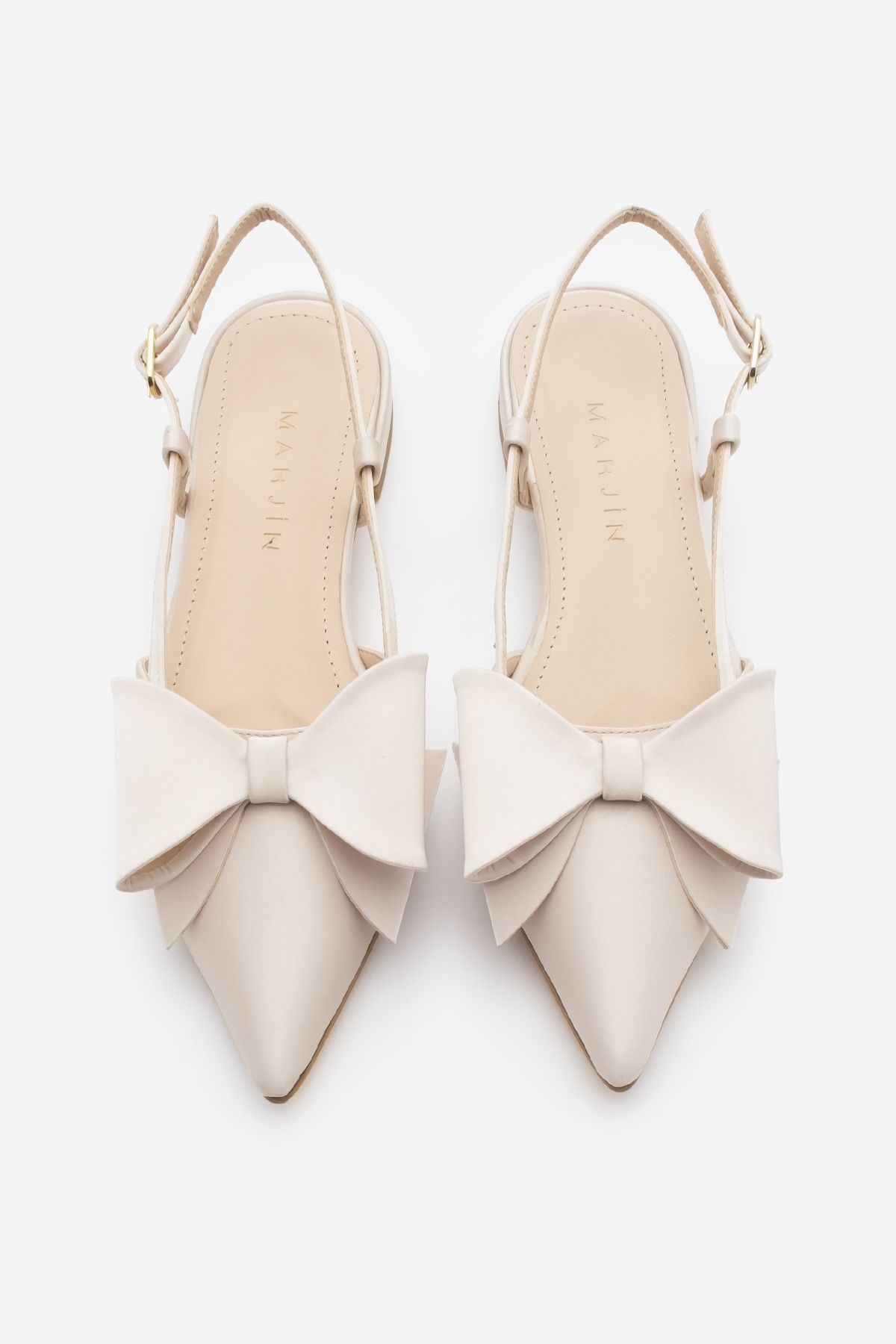 بابیت زنانه جزئیات کمان بینی در پشت ساتن BALKET MONVI BEIGE Marjin