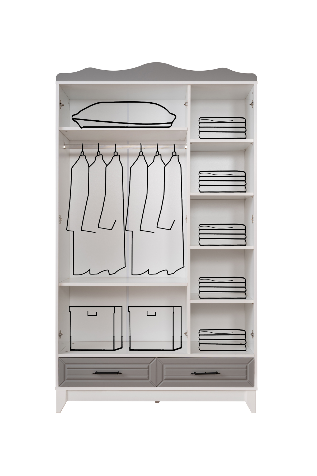 miracool Ottoman Grey 3 Kapılı Dolap / Gardrop fotoğrafı 2 (önizleme)