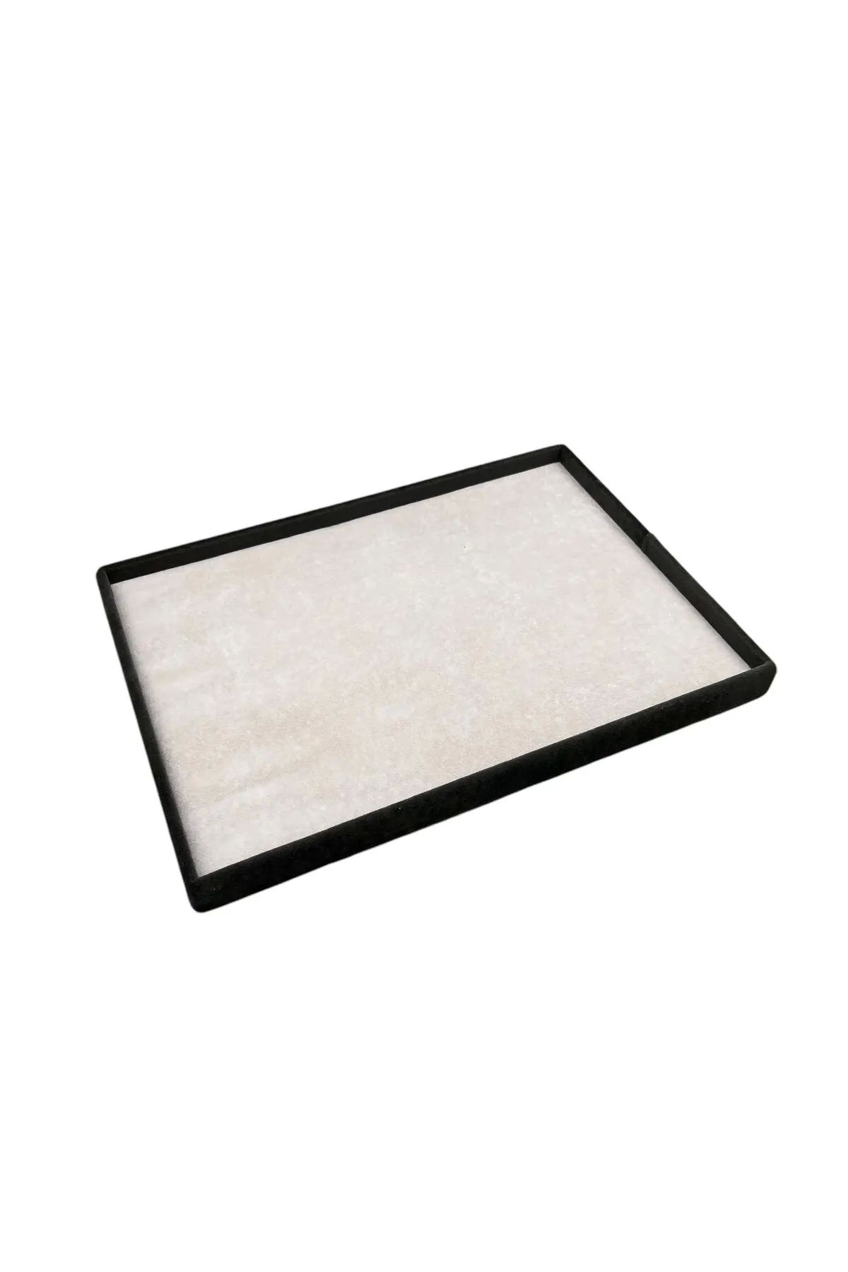 MeGass Dekor Süet Kumaş Gri Renk 34/24 Cm Takı Servis Sunum Tablası