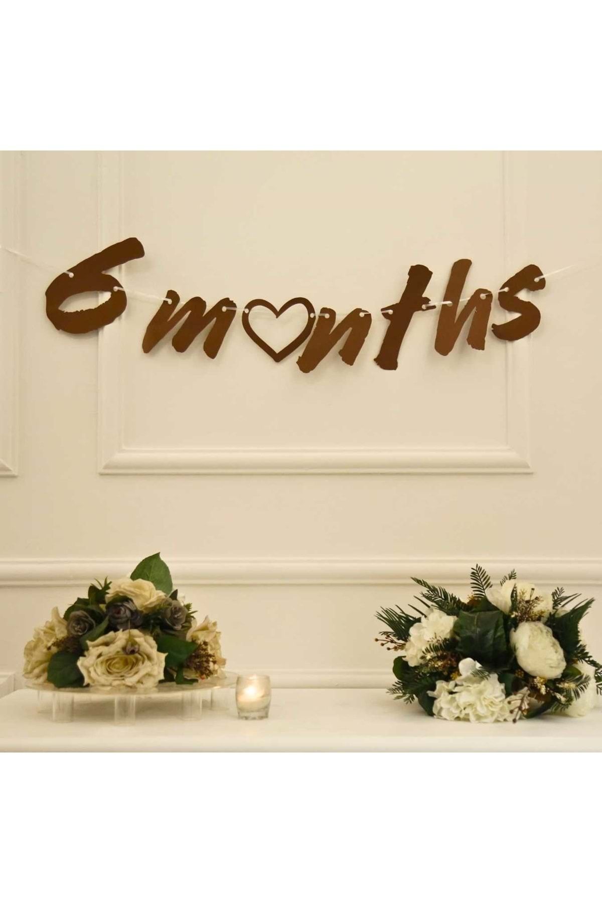 Organizasyon Pazarı 6 Months Craft Renk Banner İpli Duvar Süsü Yarım Yaş Altı Ay Parti Süsü