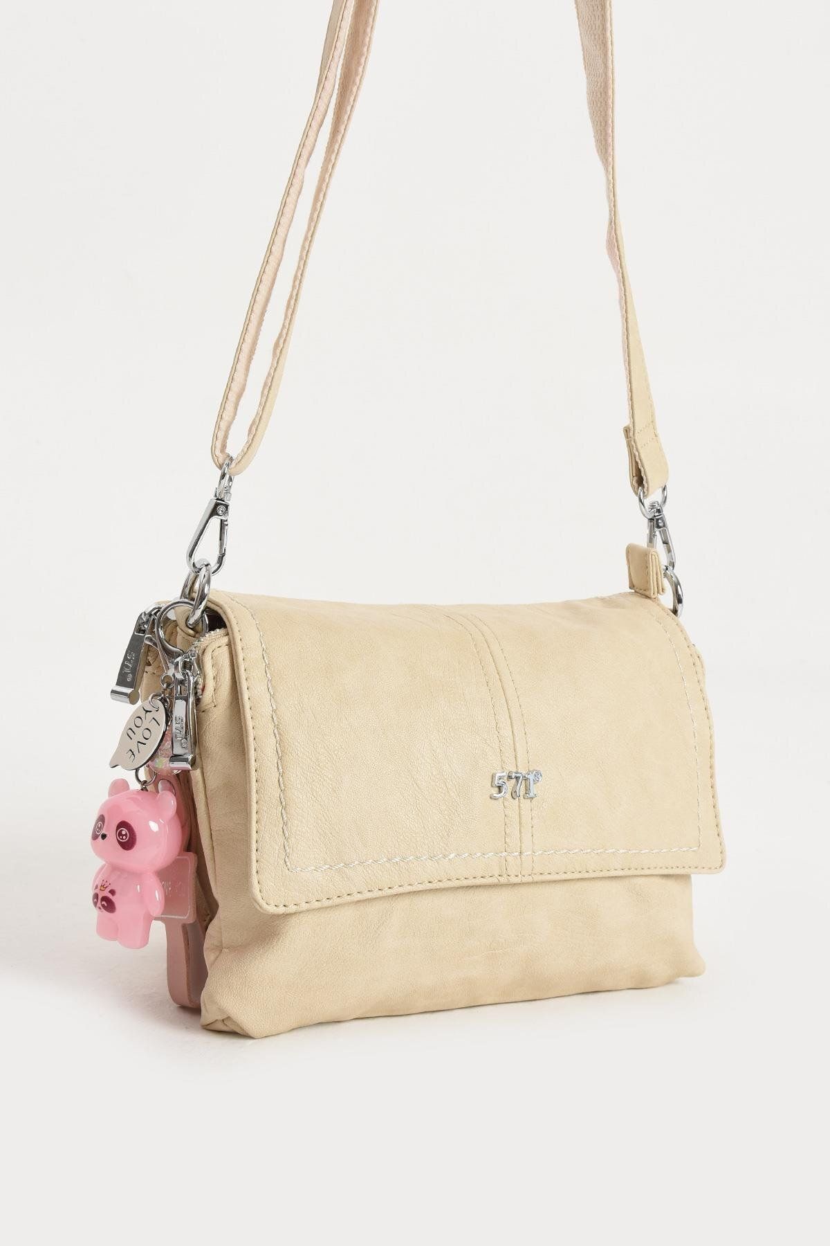 571 Collections Çanta-Faux Leather Shoulder Bag Cream (Model: 571-13-17m) 4