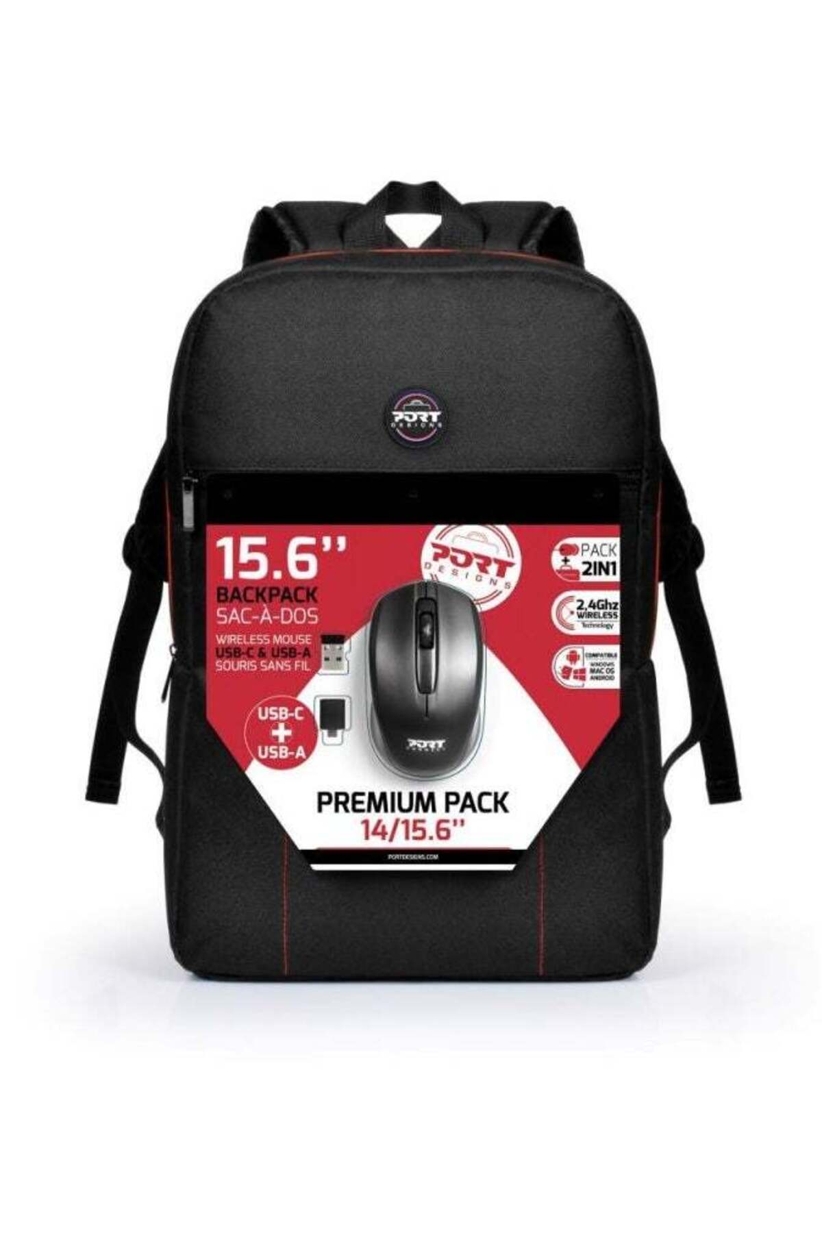 PORT DESIGNS Premium 14/15.6″ Laptop Backpack with Wireless Mouse ...