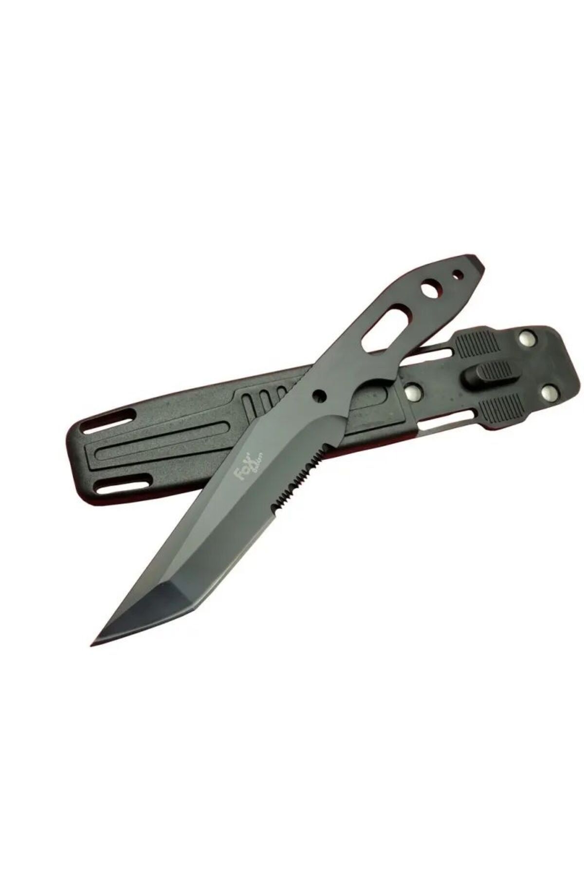 karadağsb Fox A13 Siyah, Testereli Outdoor Kamp Bıçak 22 Cm - Komple Metal, Kılıflı