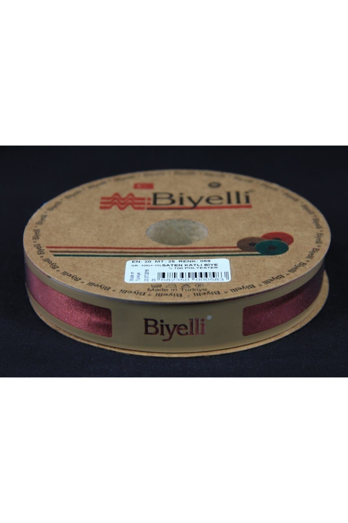 KfksStore Biye Saten Katlı 059 Koyu Kiremit 2 cm 25 Metre %100 Polyester