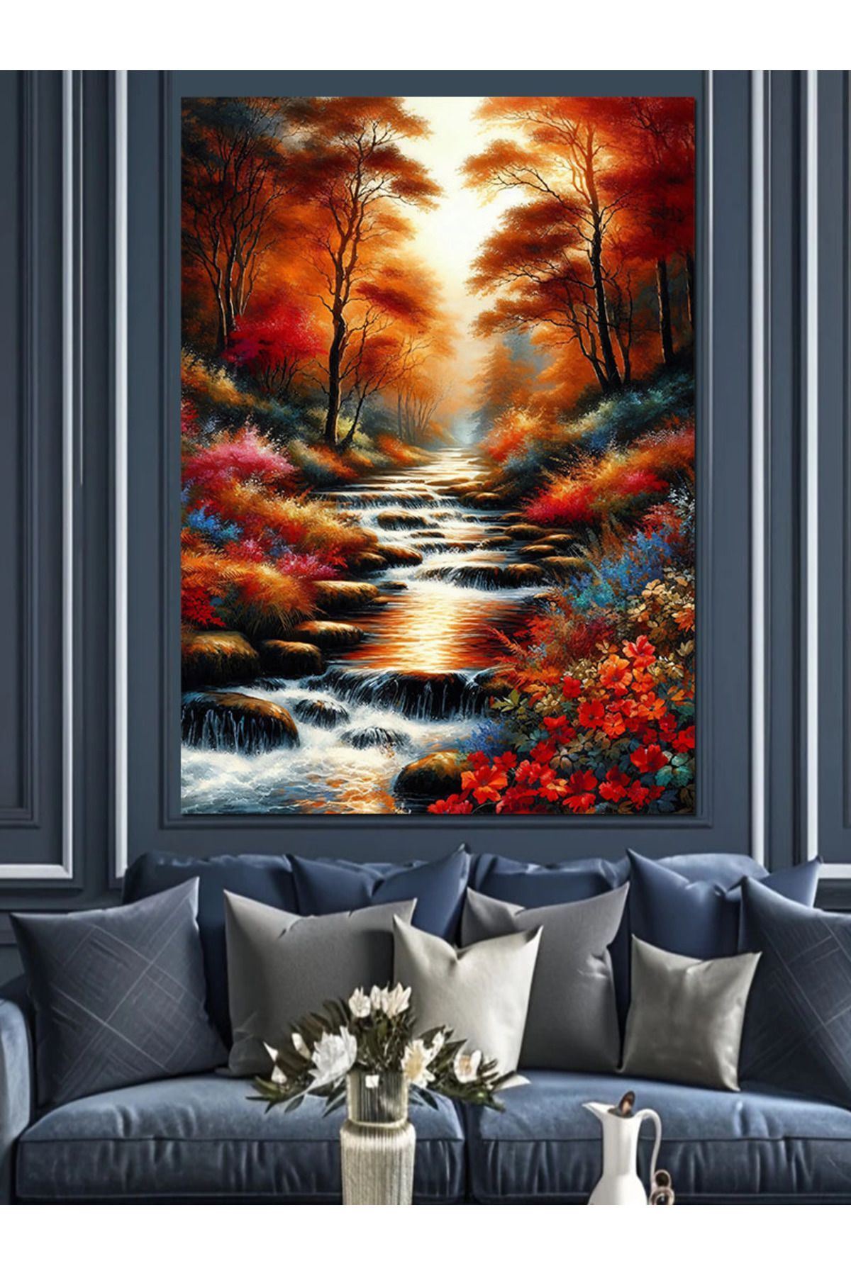 Tablomega-Autumn Creek Decorative Canvas - Mdf Wooden Table 2