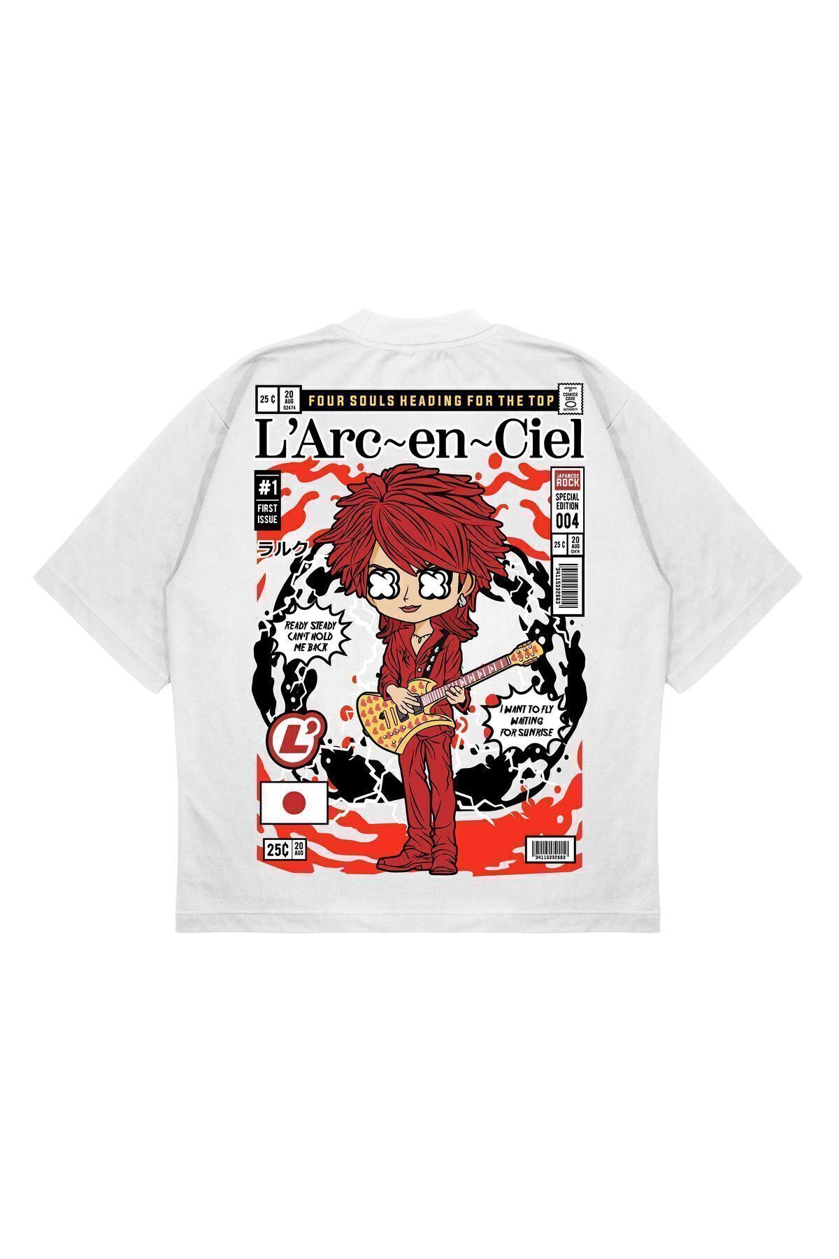 PURE EFFECT-Tricou unisex oversize L'Arc En Ciel cu imprimeu pe spate din țesătură cu croiala box 1