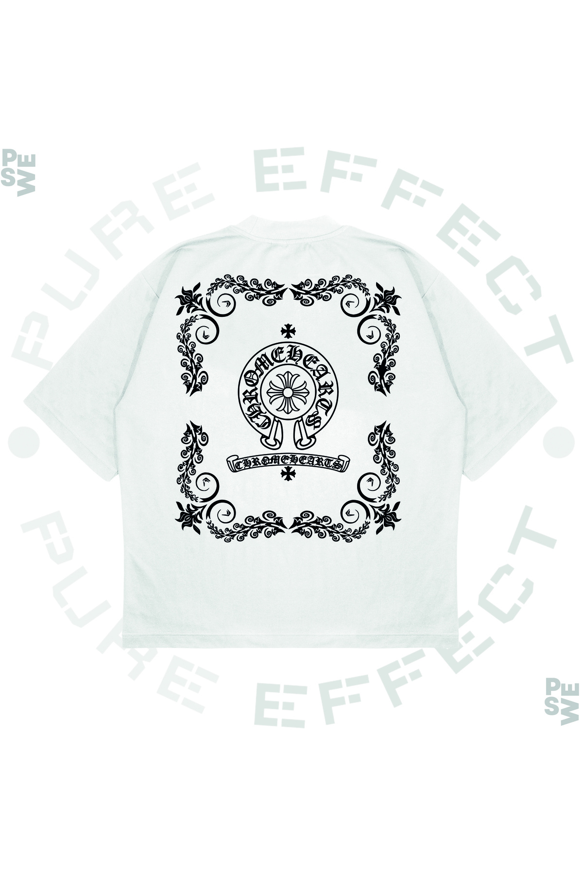 PURE EFFECT Unisex Oversize Chrome Hearts Square Baskılı Boxy Fit